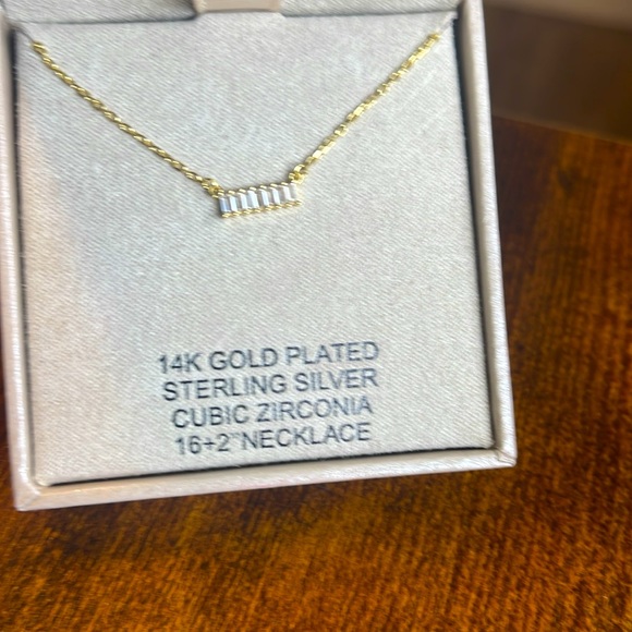 Rachel Zoe 14KT 925 Sterling CZ Gold plated Necklace. New - Picture 4 of 7